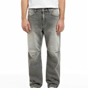 Jeans Carpenter Uomo Replay INC. Grigio Lavato con Strappi Straight Fit – KU1000